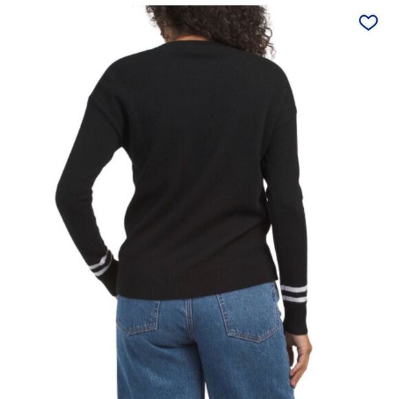 Aspen 100% cashmere Apres Ski black/white sweater size L NWT - Picture 3 of 6